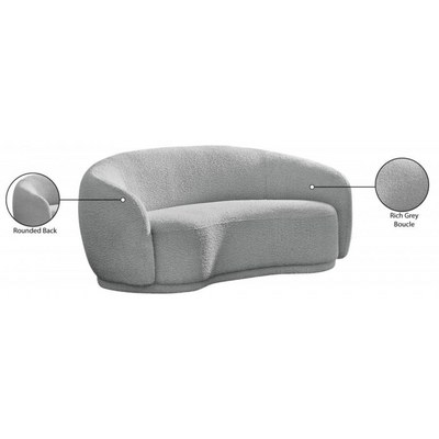 Snug Rounded Back Rich Grey Modern Boucle Sofa - Image 4