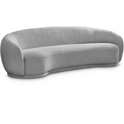 Snug Rounded Back Rich Grey Modern Boucle Sofa - Image 2