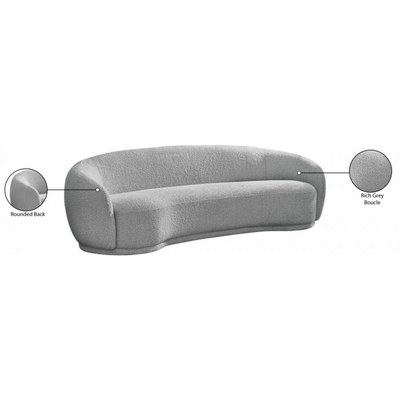 Snug Rounded Back Rich Grey Modern Boucle Sofa - Image 5