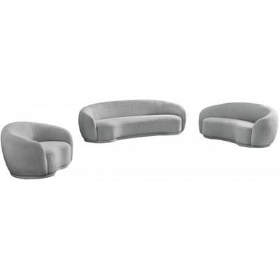 Snug Rounded Back Rich Grey Modern Boucle Sofa - Image 2