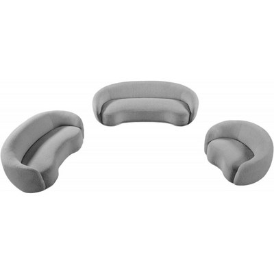 Snug Rounded Back Rich Grey Modern Boucle Sofa - Image 3
