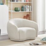 Snug Rounded Back Rich Cream Modern Boucle Sofa
