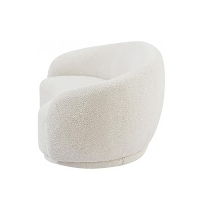 Snug Rounded Back Rich Cream Modern Boucle Sofa - Image 5