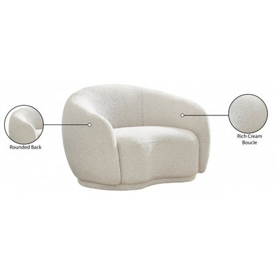 Snug Rounded Back Rich Cream Modern Boucle Sofa - Image 4