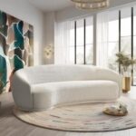 Snug Rounded Back Rich Cream Modern Boucle Sofa