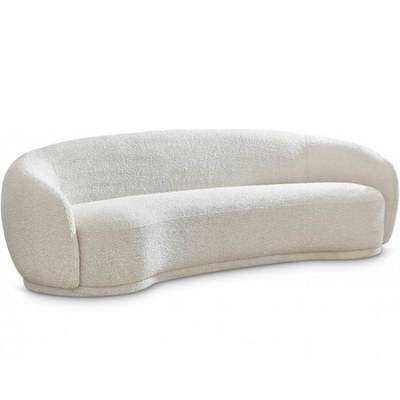 Snug Rounded Back Rich Cream Modern Boucle Sofa - Image 2