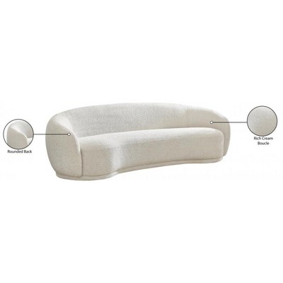 Snug Rounded Back Rich Cream Modern Boucle Sofa - Image 5