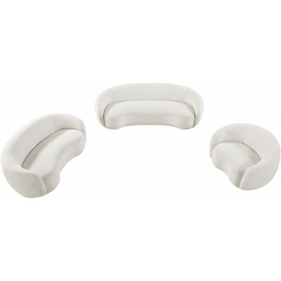 Snug Rounded Back Rich Cream Modern Boucle Sofa - Image 2