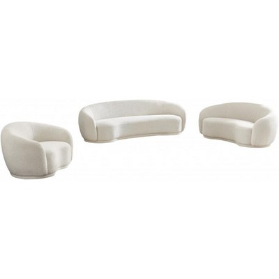 Snug Rounded Back Rich Cream Modern Boucle Sofa - Image 3