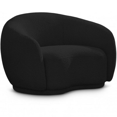 Snug Rounded Back Rich Black Modern Boucle Sofa - Image 2