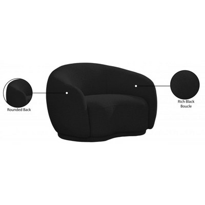 Snug Rounded Back Rich Black Modern Boucle Sofa - Image 5