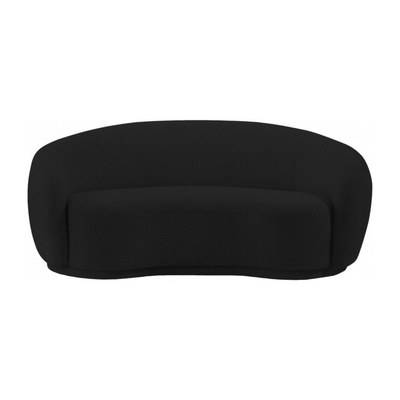 Snug Rounded Back Rich Black Modern Boucle Sofa - Image 2