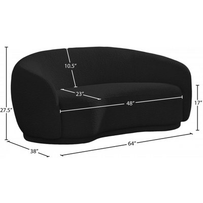 Snug Rounded Back Rich Black Modern Boucle Sofa - Image 5