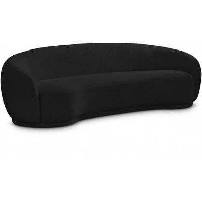 Snug Rounded Back Rich Black Modern Boucle Sofa - Image 2