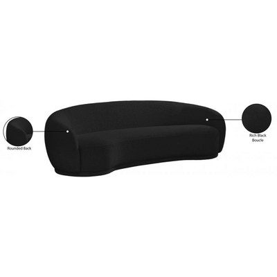 Snug Rounded Back Rich Black Modern Boucle Sofa - Image 4