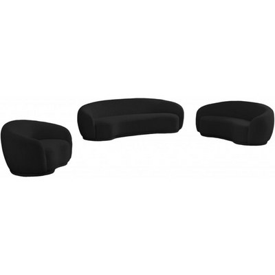 Snug Rounded Back Rich Black Modern Boucle Sofa - Image 3