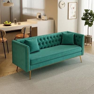 Opulent Modern Sofa Elegant Velvet Seating 3 Seater Sofa Set - Image 4