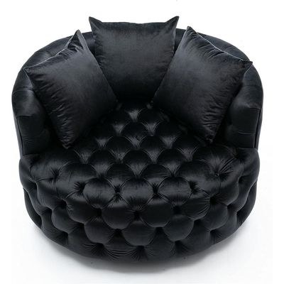 Barrel Button Tufted Design Modern Round Sofa For Living Room with 3 Pillows - Image 4