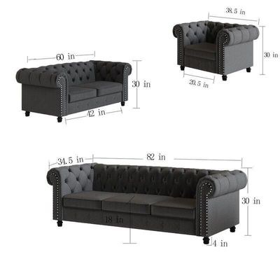 Chesterfield Destro Premium Living Room Sofa Set - Image 3
