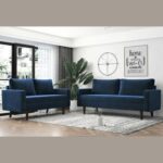 Allay Designer Handmade Velvet Fabric Solid Wood Soft & Comfortable Sofa Set