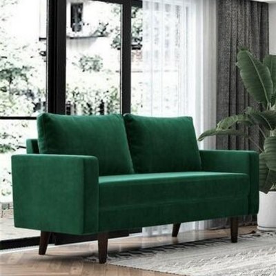 Allay Designer Handmade Velvet Fabric Solid Wood Soft & Comfortable Sofa Set - Image 3