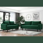 Allay Designer Handmade Velvet Fabric Solid Wood Soft & Comfortable Sofa Set