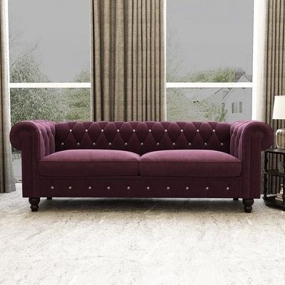 Graceful 3 Seater Velvet Rolled Arm Chesterfield Sofa - Image 5