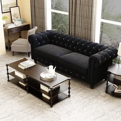 Graceful 3 Seater Velvet Rolled Arm Chesterfield Sofa