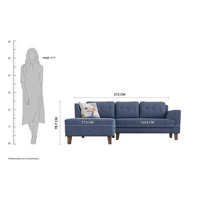Azul 5 seater Left-Side L Shape Fabric Sofa Set - Image 4