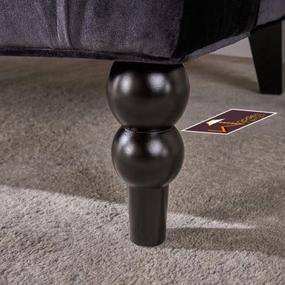 Wooden Recessed Arm Loveseat Bench (2 Seater, Black) - Image 3