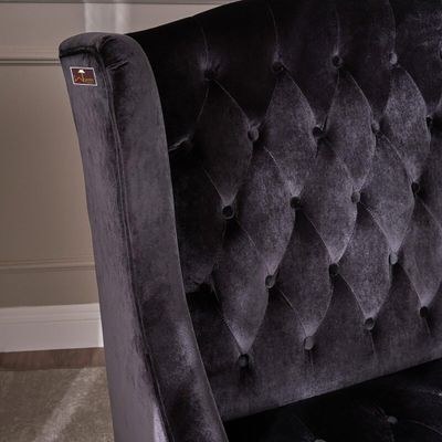 Wooden Recessed Arm Loveseat Bench (2 Seater, Black) - Image 5