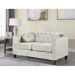 Velvet Square Arm Loveseat 2 Seater Sofa