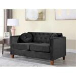 Velvet Square Arm Loveseat 2 Seater Sofa