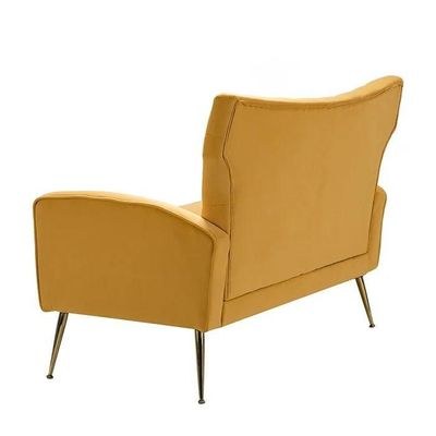 Wooden Square Arm Loveseat Wing Back Chair Set 2+1+1 (Metal Legs) - Image 4