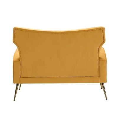 Wooden Square Arm Loveseat Wing Back Chair Set 2+1+1 (Metal Legs) - Image 5