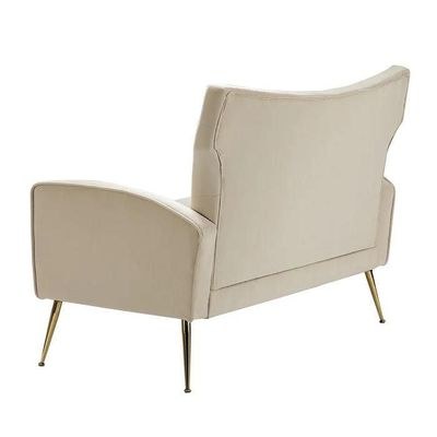 Wooden Square Arm Loveseat Wing Back Chair Set 2+1+1 (Metal Legs) - Image 3