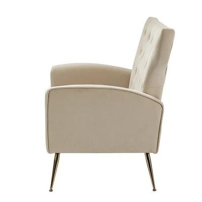 Wooden Square Arm Loveseat Wing Back Chair Set 2+1+1 (Metal Legs) - Image 5