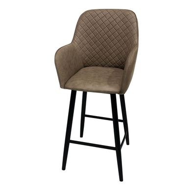 Maple Home Accent Leather High Bar Chair Armrest & Backrest Soft Padding Black Metal Legs and Footrest Counter Kitchen Cafe Restaurant Pub Living Dining Room Furniture - Image 2