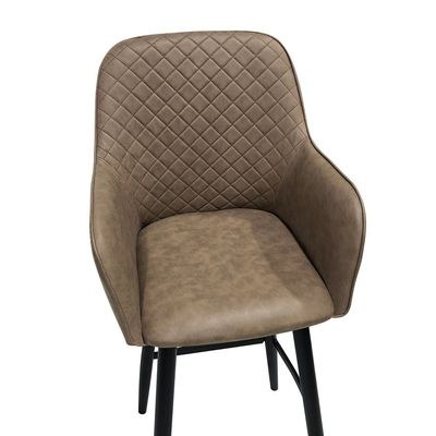 Maple Home Accent Leather High Bar Chair Armrest & Backrest Soft Padding Black Metal Legs and Footrest Counter Kitchen Cafe Restaurant Pub Living Dining Room Furniture - Image 3