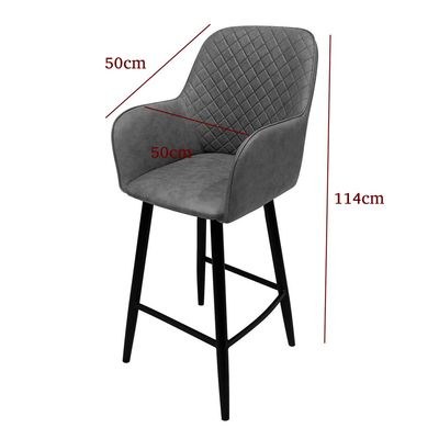 Maple Home Accent Leather High Bar Chair Armrest & Backrest Soft Padding Black Metal Legs and Footrest Counter Kitchen Cafe Restaurant Pub Living Dining Room Furniture - Image 4