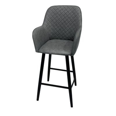 Maple Home Accent Leather High Bar Chair Armrest & Backrest Soft Padding Black Metal Legs and Footrest Counter Kitchen Cafe Restaurant Pub Living Dining Room Furniture - Image 2