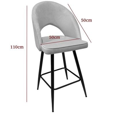 Maple Home Modern High Bar Stool Chair Velvet Armless Hollow Backrest Black Metal Frame Counter Kitchen Cafe Dining Room Restaurant Pub Living Room Furniture - Image 5