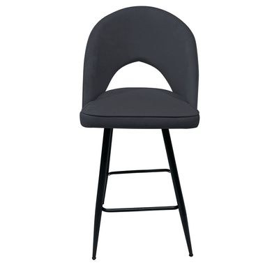 Maple Home Modern High Bar Stool Chair Velvet Armless Hollow Backrest Black Metal Frame Counter Kitchen Cafe Dining Room Restaurant Pub Living Room Furniture - Image 2