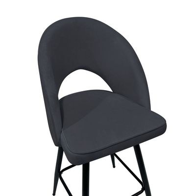 Maple Home Modern High Bar Stool Chair Velvet Armless Hollow Backrest Black Metal Frame Counter Kitchen Cafe Dining Room Restaurant Pub Living Room Furniture - Image 4