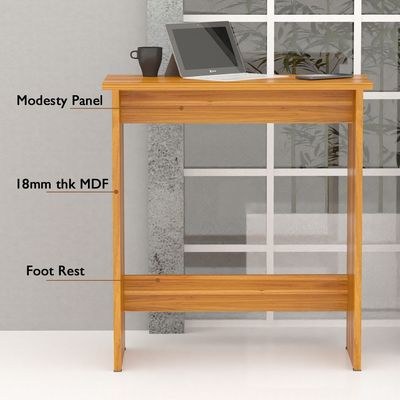 Mahmayi Modern Study Desk with Foot Rest Support, Modern Executive Desks Ideal for Office, Home, Schools, Laptop, Computer Workstation Table - Light Walnut - Image 3