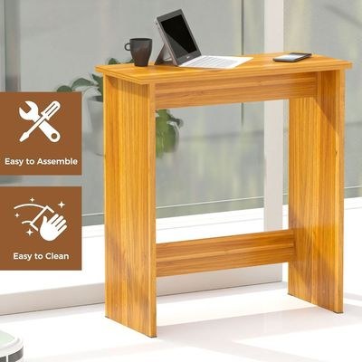 Mahmayi Modern Study Desk with Foot Rest Support, Modern Executive Desks Ideal for Office, Home, Schools, Laptop, Computer Workstation Table - Light Walnut - Image 4