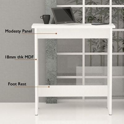 Mahmayi Modern Study Desk with Foot Rest Support, Modern Executive Desks Ideal for Office, Home, Schools, Laptop, Computer Workstation Table - White - Image 3