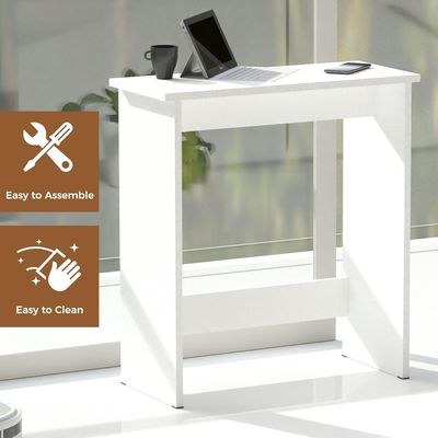 Mahmayi Modern Study Desk with Foot Rest Support, Modern Executive Desks Ideal for Office, Home, Schools, Laptop, Computer Workstation Table - White - Image 4