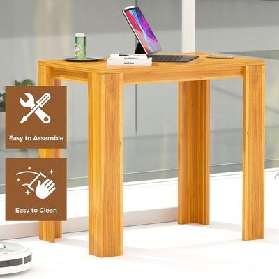 Mahmayi Modern Study Desk Support, Modern Executive Desks Ideal for Office, Home, Laptop, Computer Workstation Table - Light Walnut - Image 4
