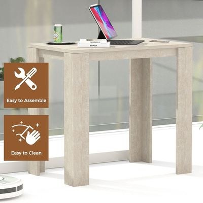 Mahmayi Modern Study Desk Support, Modern Executive Desks Ideal for Office, Home, Laptop, Computer Workstation Table - White Concrete - Image 4